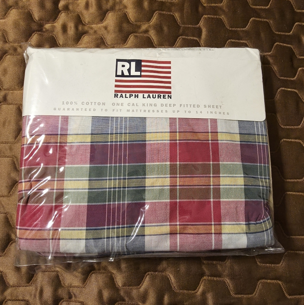 Ralph Lauren Multicolor Plaid Fitted Sheet, King